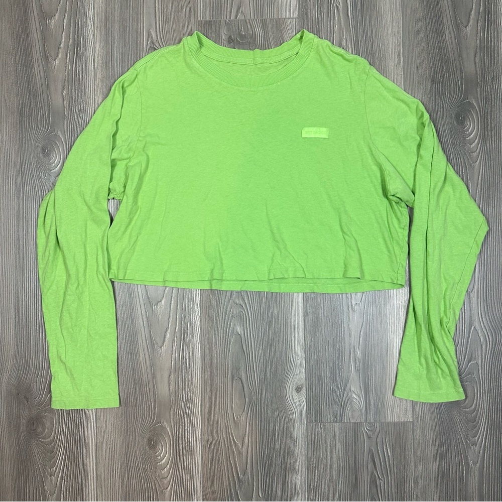 Set Active‎ Oversized Cropped Long Sleeve Shirt Green Cotton M